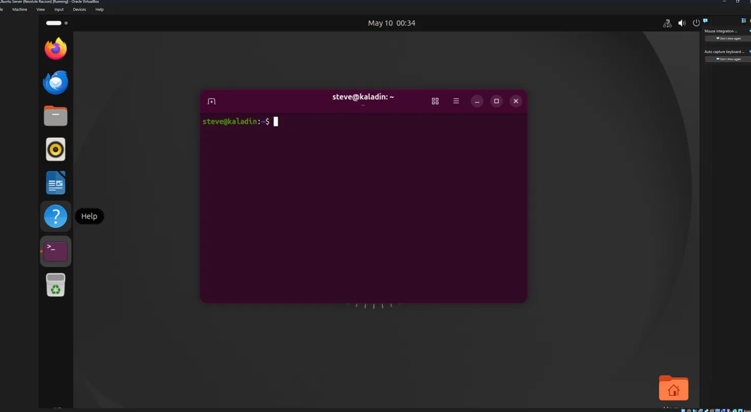 Ubuntu Server terminal running